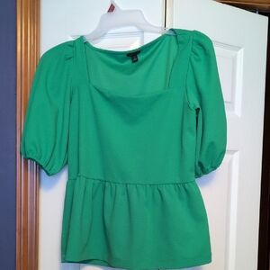 Ann Taylor Vibrant Green Square Neck Blouse